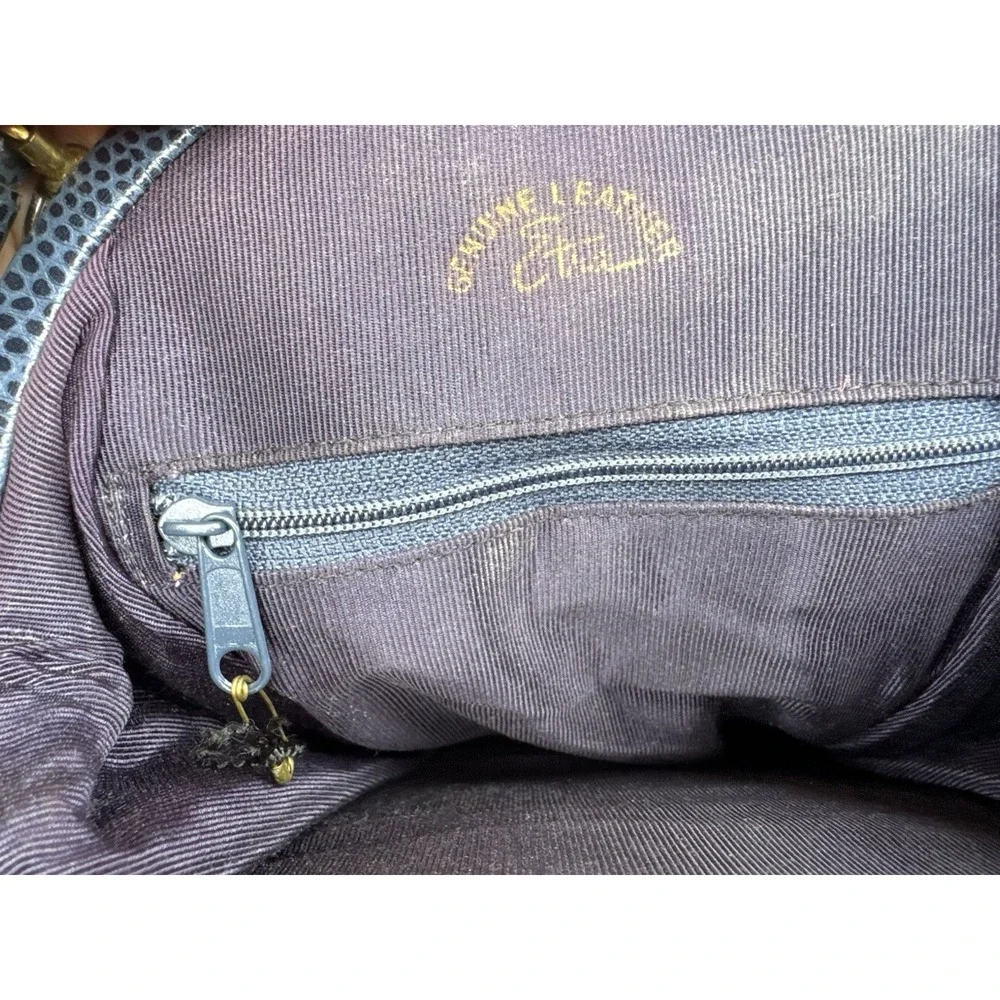 Vintage ETRA Genuine Leather Blue‎ Envelope Clutch Bag Purse Blue Lizard Look